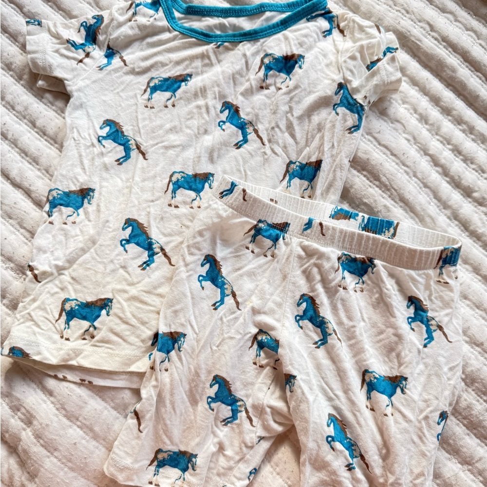Kyte Baby Pajama Set | HTF Blue Horse Print
